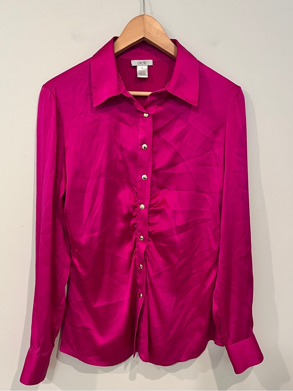 Vintage Caché Fuchsia Silk Button-Down Blouse Y2K